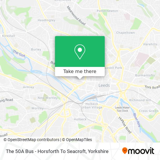 The 50A Bus - Horsforth To Seacroft map