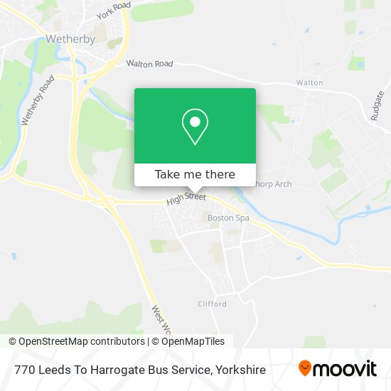 770 Leeds To Harrogate Bus Service map