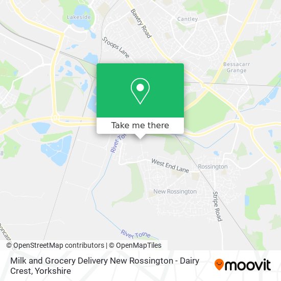 Milk and Grocery Delivery New Rossington - Dairy Crest map