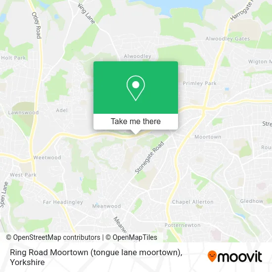 Ring Road Moortown (tongue lane moortown) map