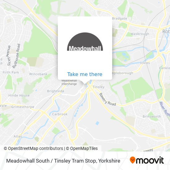 Meadowhall South / Tinsley Tram Stop map