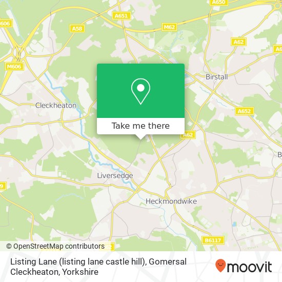 Listing Lane (listing lane castle hill), Gomersal Cleckheaton map