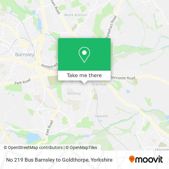 No 219 Bus Barnsley to Goldthorpe map