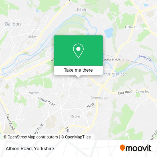 How to get to Albion Road in Bradford by bus or train?