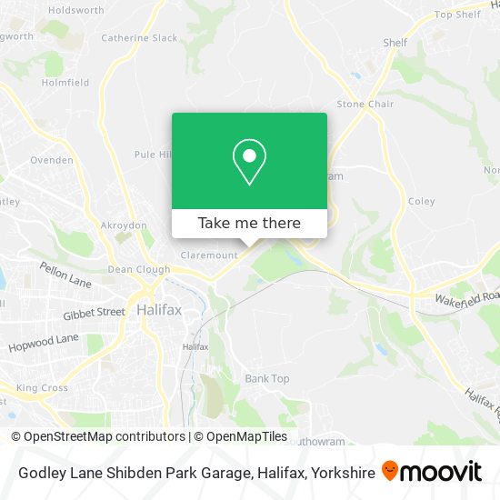 Godley Lane Shibden Park Garage, Halifax map