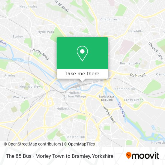 The 85 Bus - Morley Town to Bramley map