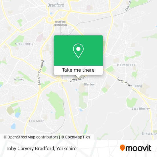 Toby Carvery Bradford map