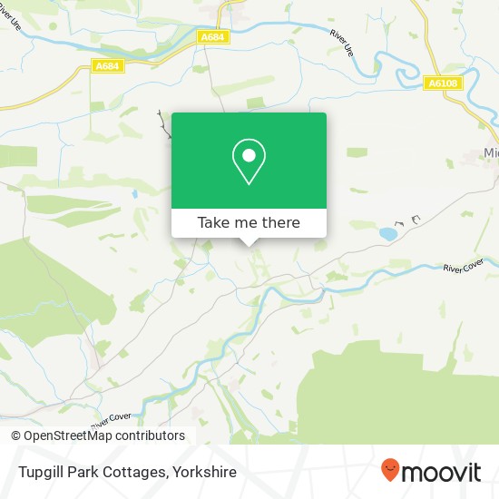 Tupgill Park Cottages, Coverham Leyburn map