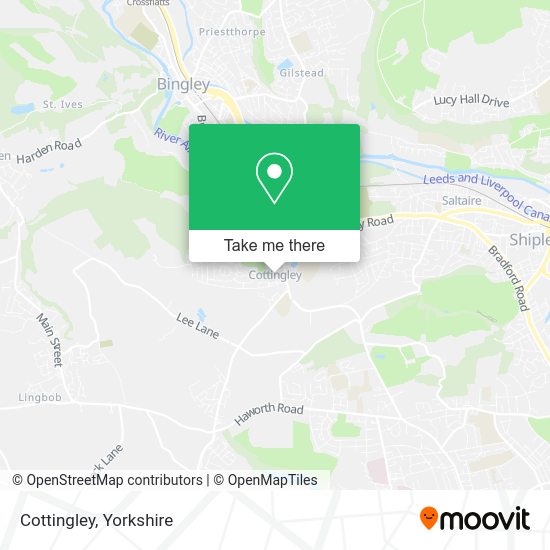 How to get to Cottingley in Bingley by bus or train?