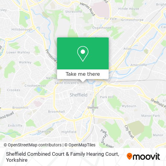 Sheffield Combined Court & Family Hearing Court map