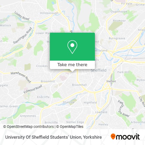 University Of Sheffield Students' Union map