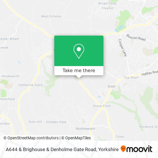 A644 & Brighouse & Denholme Gate Road map