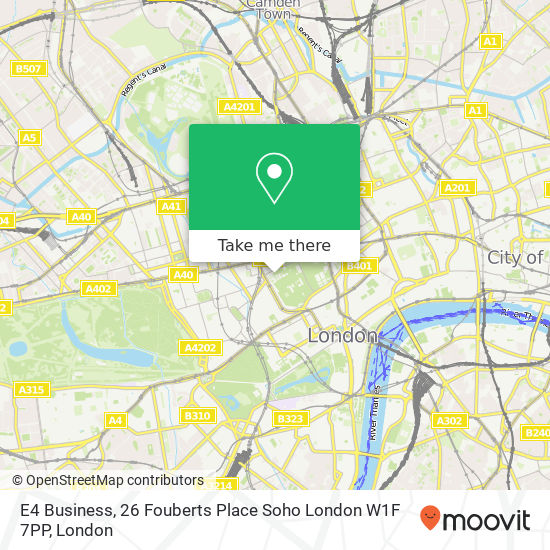 E4 Business, 26 Fouberts Place Soho London W1F 7PP map
