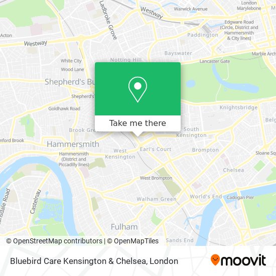 Bluebird Care Kensington & Chelsea map