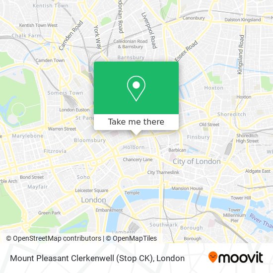 Mount Pleasant Clerkenwell (Stop CK) map
