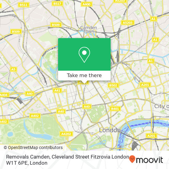 Removals Camden, Cleveland Street Fitzrovia London W1T 6PE map