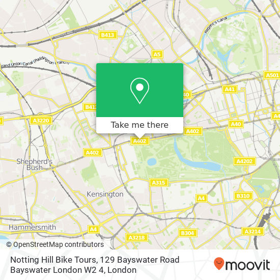 Notting Hill Bike Tours, 129 Bayswater Road Bayswater London W2 4 map