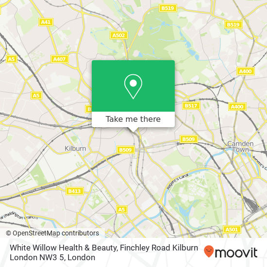 White Willow Health & Beauty, Finchley Road Kilburn London NW3 5 map