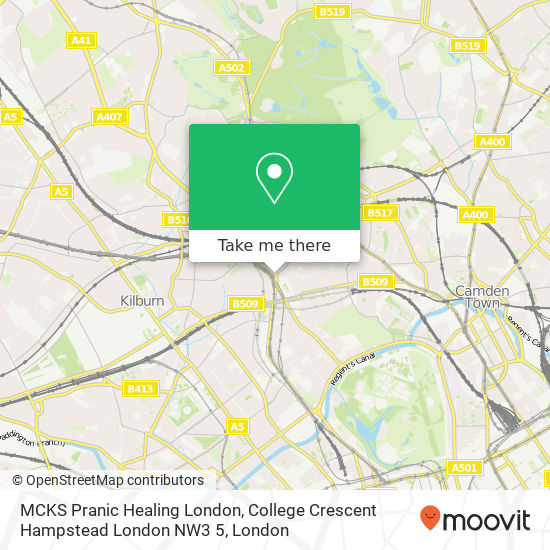 MCKS Pranic Healing London, College Crescent Hampstead London NW3 5 map