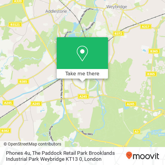Phones 4u, The Paddock Retail Park Brooklands Industrial Park Weybridge KT13 0 map