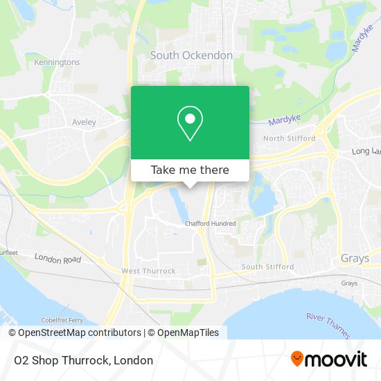 O2 Shop Thurrock map