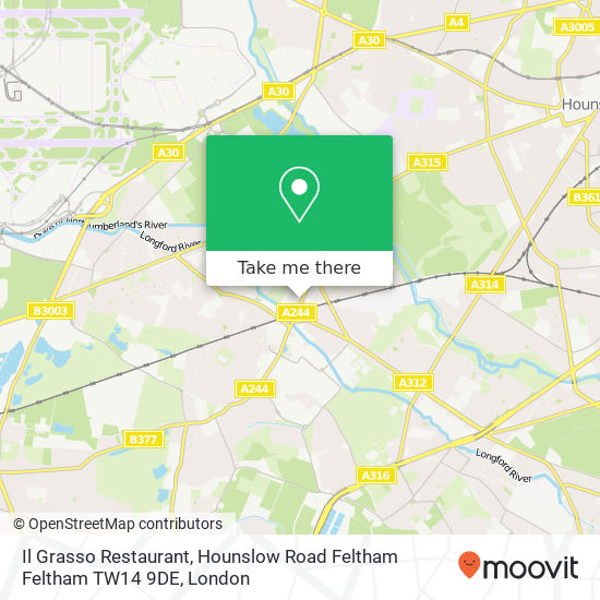 Il Grasso Restaurant, Hounslow Road Feltham Feltham TW14 9DE map
