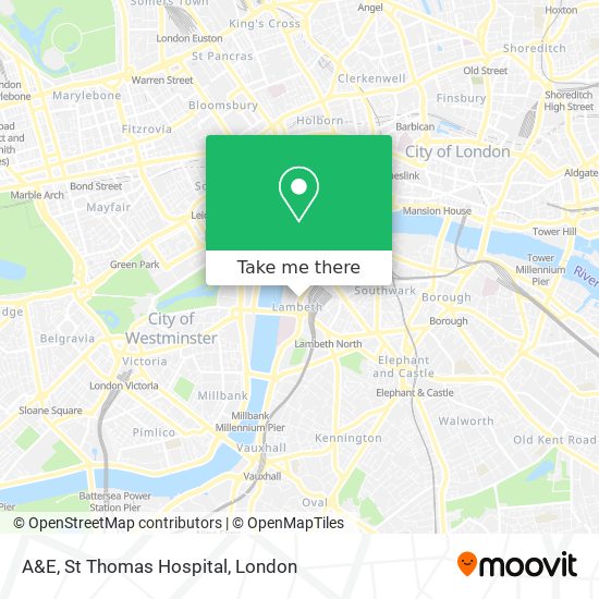 A&E, St Thomas Hospital map