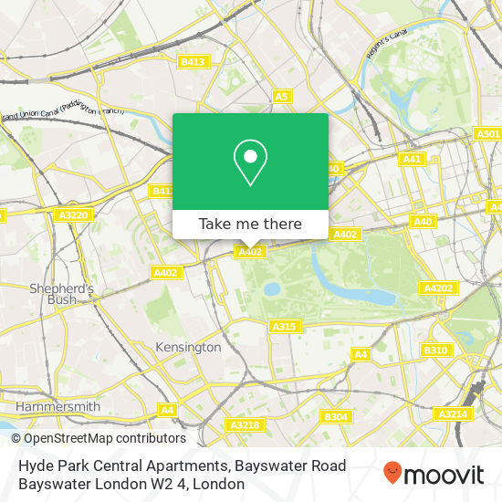 Hyde Park Central Apartments, Bayswater Road Bayswater London W2 4 map