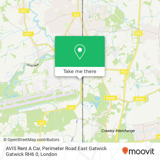 AVIS Rent A Car, Perimeter Road East Gatwick Gatwick RH6 0 map