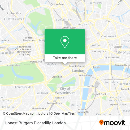 Honest Burgers Piccadilly map