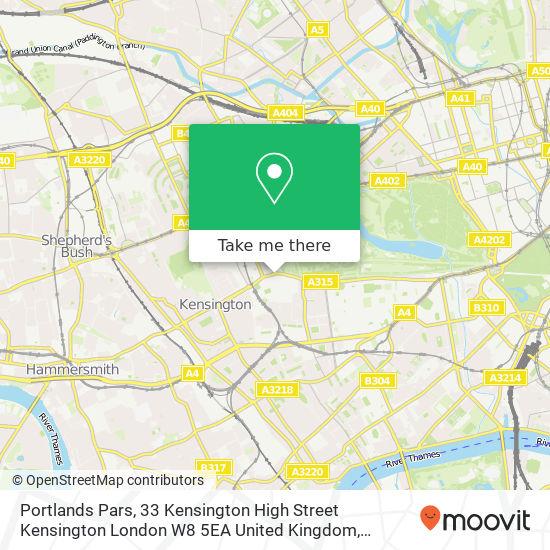 Portlands Pars, 33 Kensington High Street Kensington London W8 5EA United Kingdom map