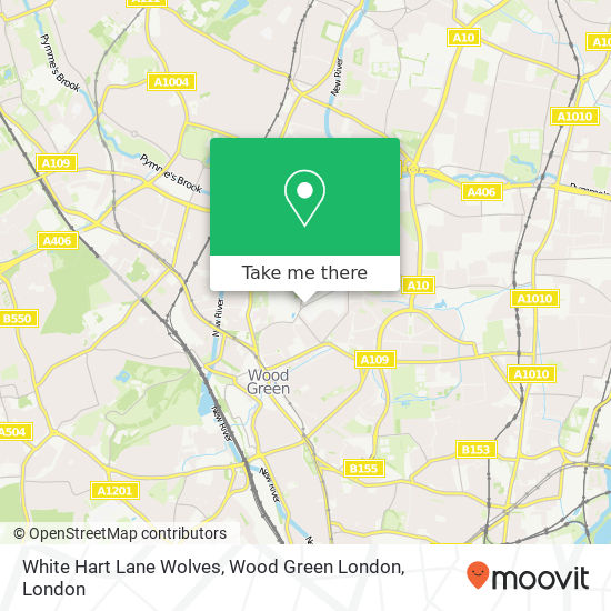 White Hart Lane Wolves, Wood Green London map