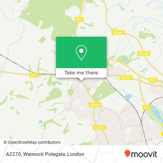 A2270, Wannock Polegate map