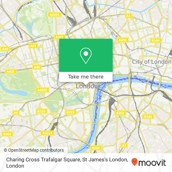 Charing Cross Trafalgar Square, St James's London map