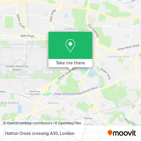 Hatton Cross crossing A30 map