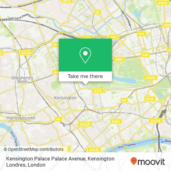 Kensington Palace Palace Avenue, Kensington Londres map