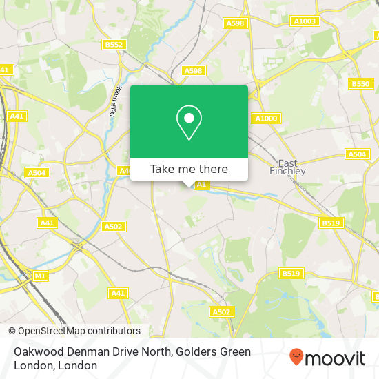 Oakwood Denman Drive North, Golders Green London map
