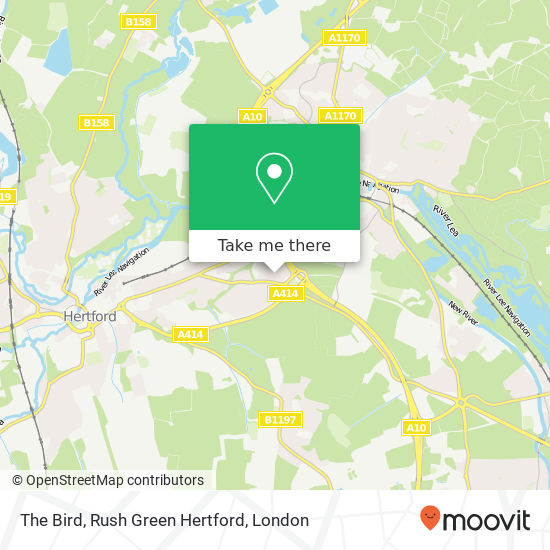 The Bird, Rush Green Hertford map