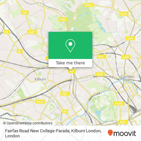 Fairfax Road New College Parade, Kilburn London map