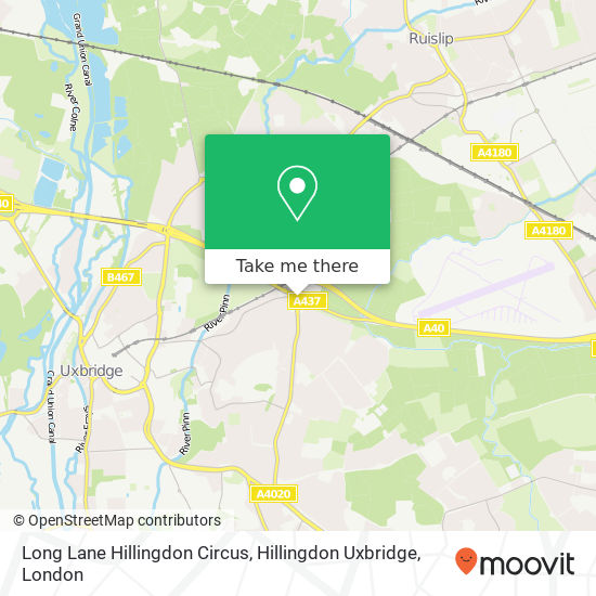Long Lane Hillingdon Circus, Hillingdon Uxbridge map
