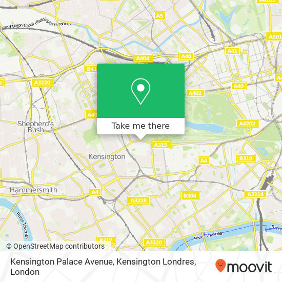 Kensington Palace Avenue, Kensington Londres map