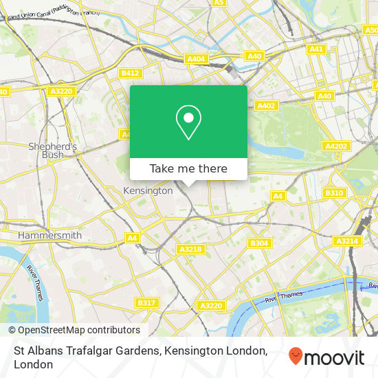 St Albans Trafalgar Gardens, Kensington London map