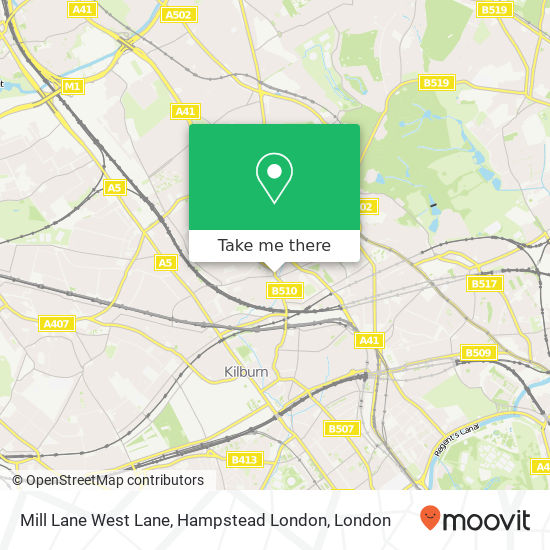 Mill Lane West Lane, Hampstead London map
