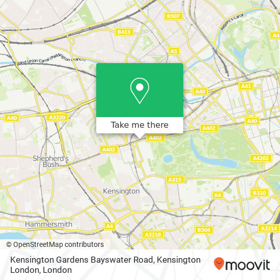 Kensington Gardens Bayswater Road, Kensington London map