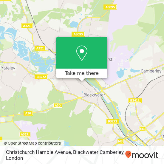 Christchurch Hamble Avenue, Blackwater Camberley map