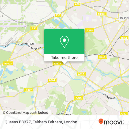 Queens B3377, Feltham Feltham map