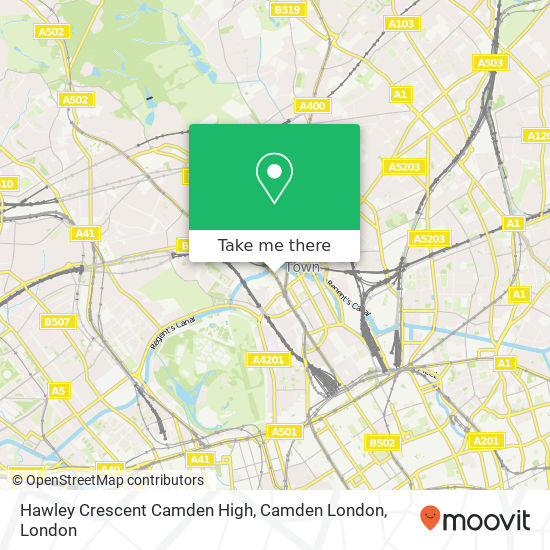 Hawley Crescent Camden High, Camden London map