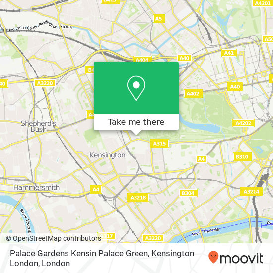 Palace Gardens Kensin Palace Green, Kensington London map