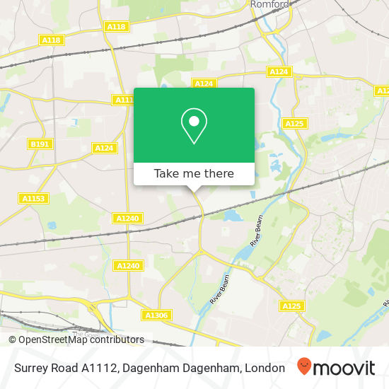 Surrey Road A1112, Dagenham Dagenham map