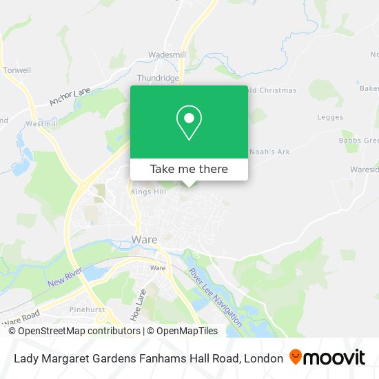 Lady Margaret Gardens Fanhams Hall Road map